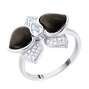Кольцо из белого золота с бриллиантами, ониксами