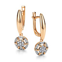 Серьги с английским замком из красного золота с бриллиантами