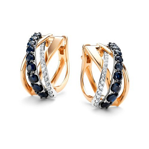 Серьги с английским замком из красного золота с бриллиантом