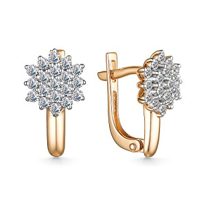 Серьги с английским замком из красного золота с бриллиантами