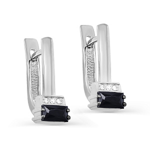 Серьги с английским замком из белого золота с бриллиантами