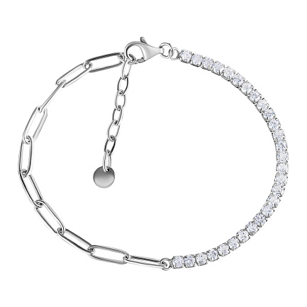 Браслет декоративный из серебра с фианитом