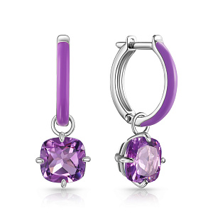 Серьги с английским замком из серебра с аметистом