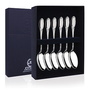 Набор серебряных чайных ложек Гладкая 