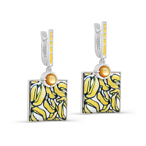 Серьги с английским замком из серебра с перламутром