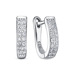 Серьги с английским замком из серебра с фианитом