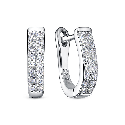 Серьги с английским замком из серебра с фианитами