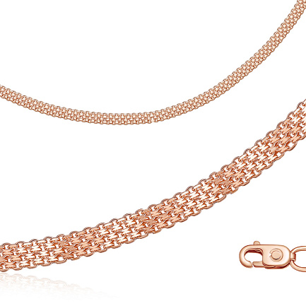 Цепь автомат из красного золота, плетение якорная четырехрядная бисмарк