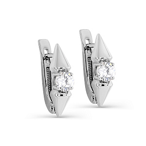 Серьги с английским замком из серебра с фианитами