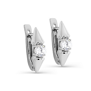 Серьги с английским замком из серебра с фианитом