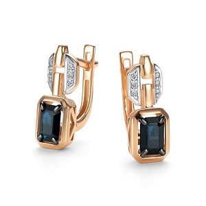 Серьги с английским замком из красного золота с бриллиантами