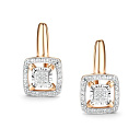 Серьги с английским замком из красного золота с бриллиантами