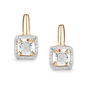 Серьги с английским замком из красного золота с бриллиантами