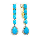 Серьги из желтого золота с бриллиантами, бирюзой