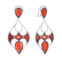 Серьги из серебра с агатом, фианитом