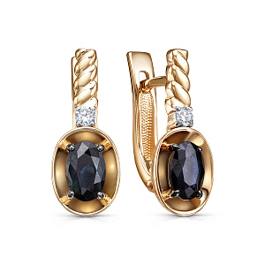 Серьги с английским замком из красного золота с бриллиантами