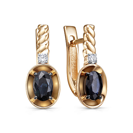 Серьги с английским замком из красного золота с бриллиантами