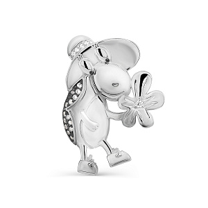 Брошь из серебра с фианитами