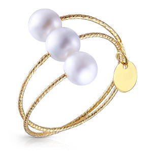 Кольцо из желтого золота с жемчугом