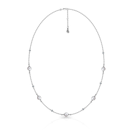 Колье из белого золота с бриллиантами, жемчугом