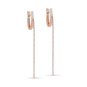 Серьги с английским замком из красного золота с бриллиантами