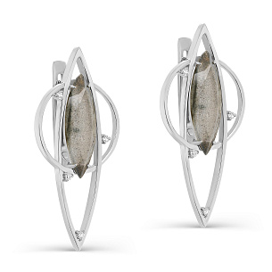 Серьги с английским замком из белого золота с лабрадоритом