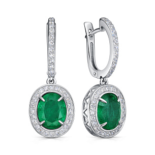 Серьги с английским замком из серебра с алпанитом