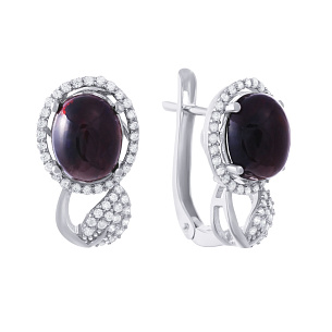 Серьги с английским замком из серебра с фианитом