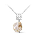 Колье из серебра с перламутром, фианитами