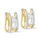 Серьги с английским замком из желтого золота с бриллиантами