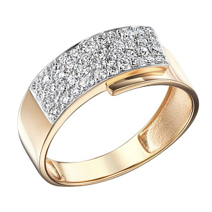 Кольцо из красного золота с бриллиантом