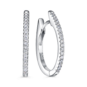 Серьги с английским замком из серебра с фианитом