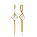 Серьги с английским замком из желтого золота с бриллиантами