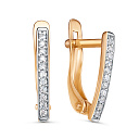 Серьги с английским замком из красного золота с фианитами