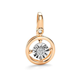 Подвеска из красного золота с бриллиантом