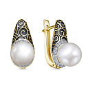 Серьги с английским замком из желтого золота с бриллиантами