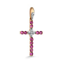 Крест из красного золота с бриллиантами, рубинами