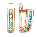 Серьги с английским замком из красного золота с фианитами