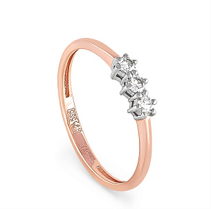 Кольцо из красного золота с бриллиантом