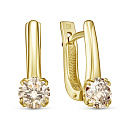 Серьги с английским замком из желтого золота с бриллиантами