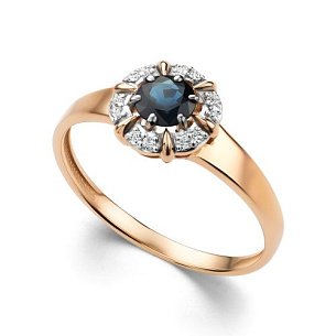 Кольцо из красного золота с бриллиантом