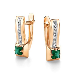 Серьги с английским замком из красного золота с бриллиантом