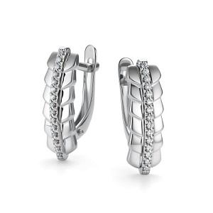 Серьги с английским замком из белого золота с бриллиантами