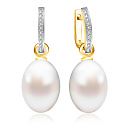 Серьги из желтого золота с бриллиантами, жемчугом