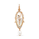 Подвеска из красного золота с бриллиантами, жемчугом
