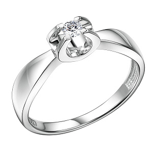 Кольцо из белого золота с бриллиантом
