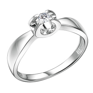 Кольцо из белого золота с бриллиантом