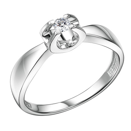Кольцо из белого золота с бриллиантом