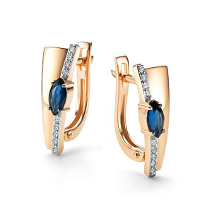 Серьги с английским замком из красного золота с бриллиантами