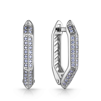 Серьги с английским замком из серебра с фианитом